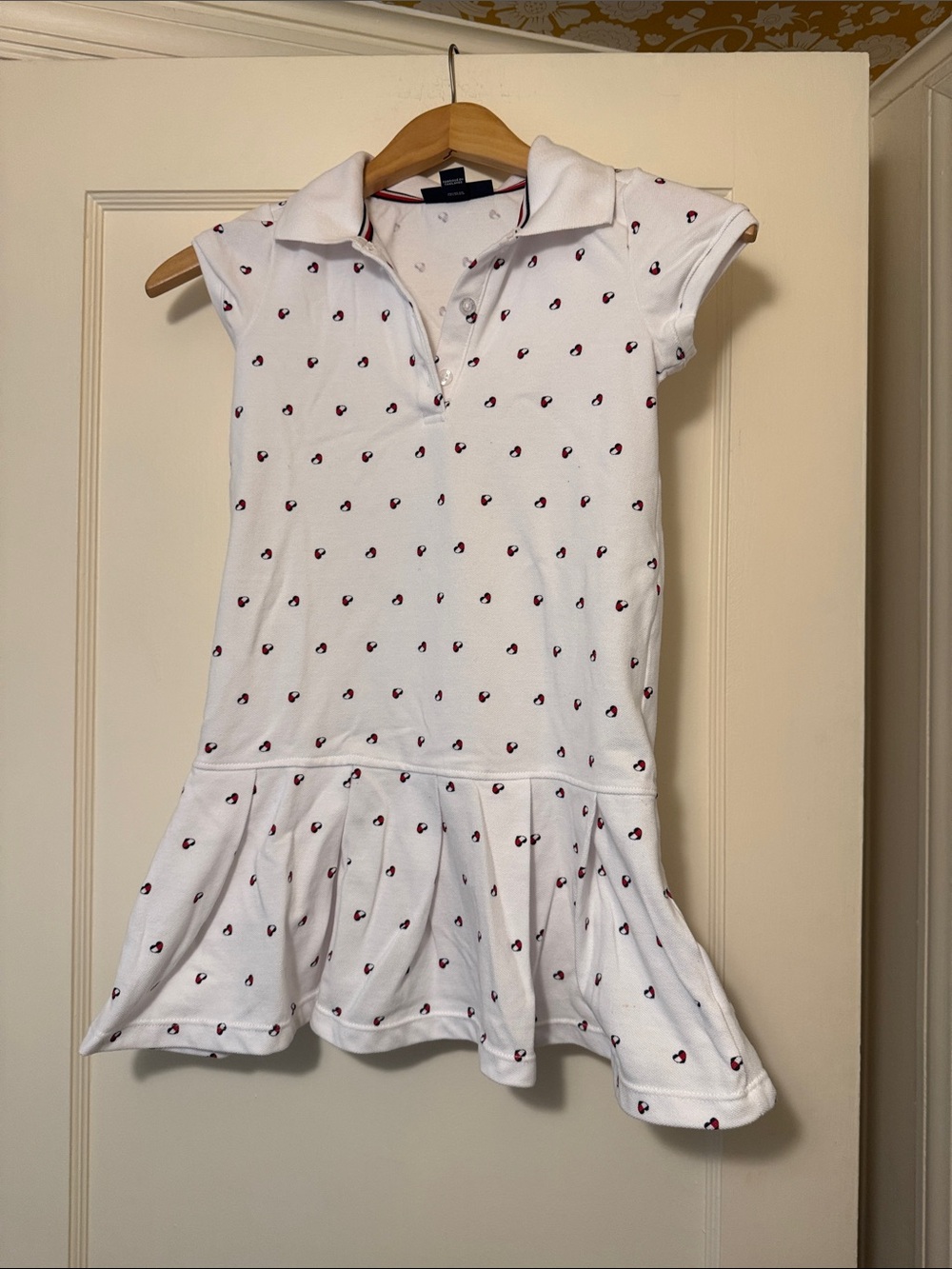 Tommy Hilfiger White Polo Dress with Red Heart Motif